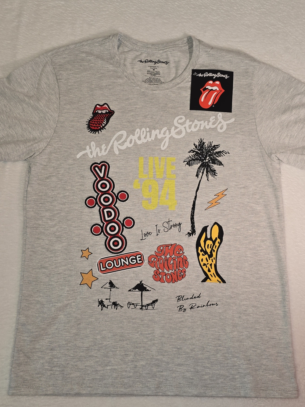 The Rolling Stones Voodoo Lounge Live '94 Tour Graphic T-Shirt Adult M Gray NWT